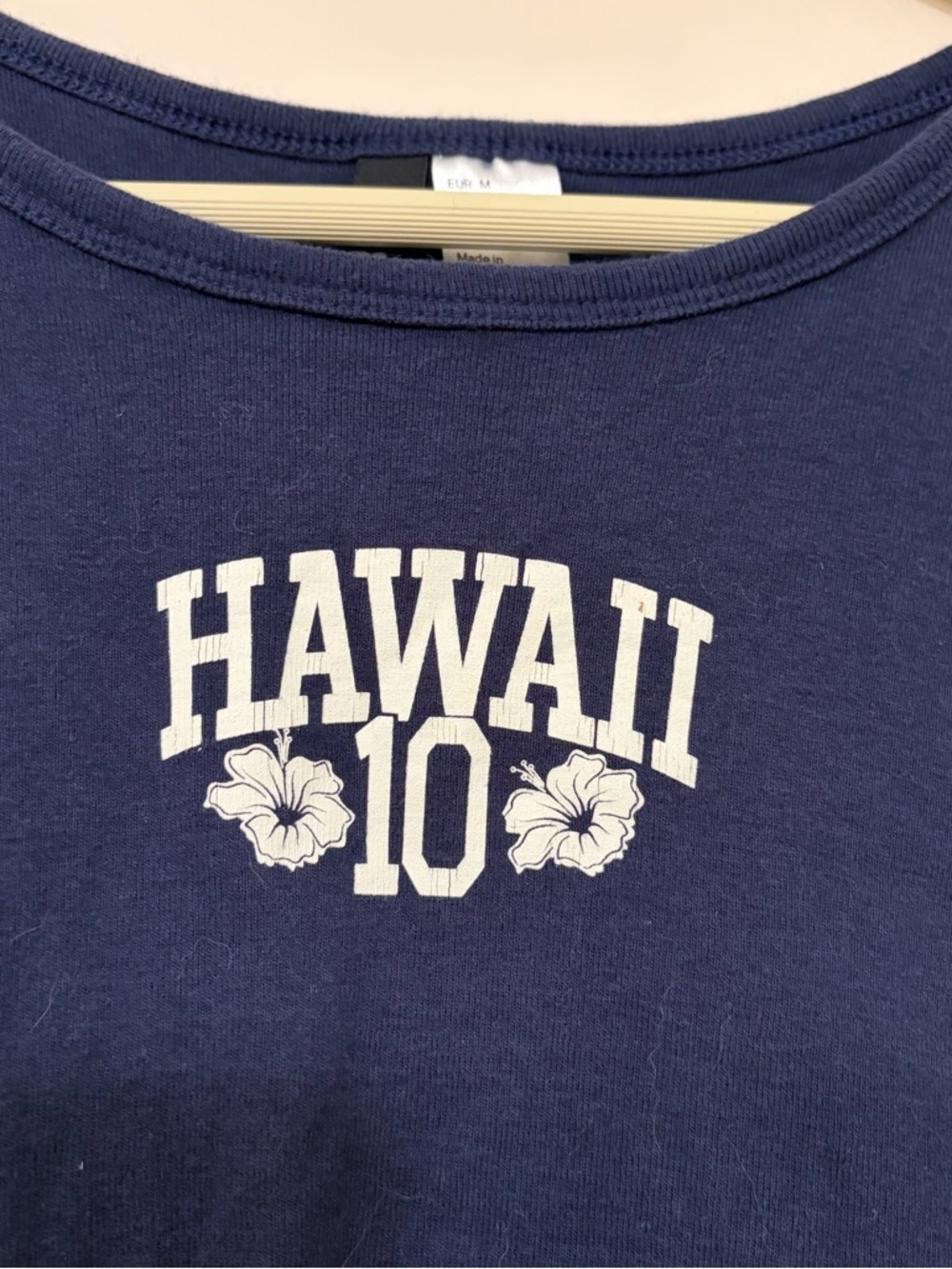 H&M Divided Blue Hawaii Crop Tank Top Women’s Size Medium - Picture 2 of 4